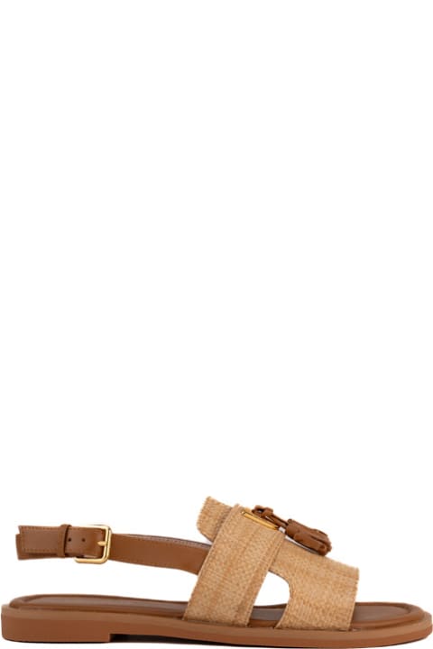 Fashion for Women Coccinelle Raffia Sandal With Brown Tassels