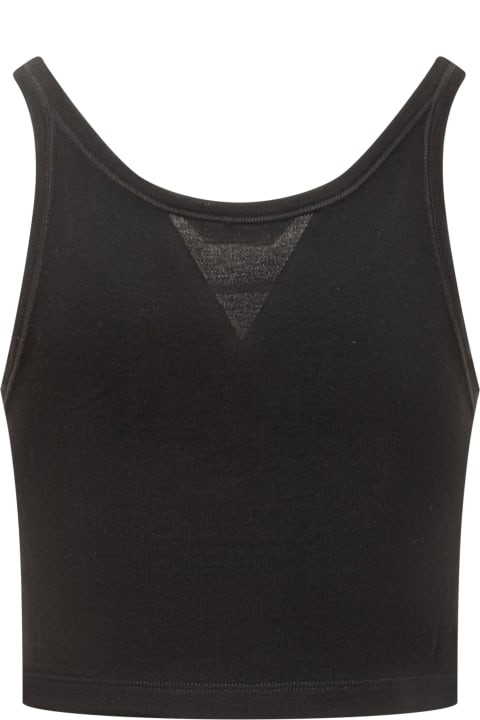 Palm Angels Topwear for Women Palm Angels Black Cotton Tank Top