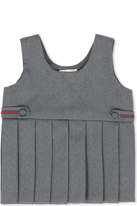 Homeware Gucci Grey Dress For Baby Girl With Web Detail