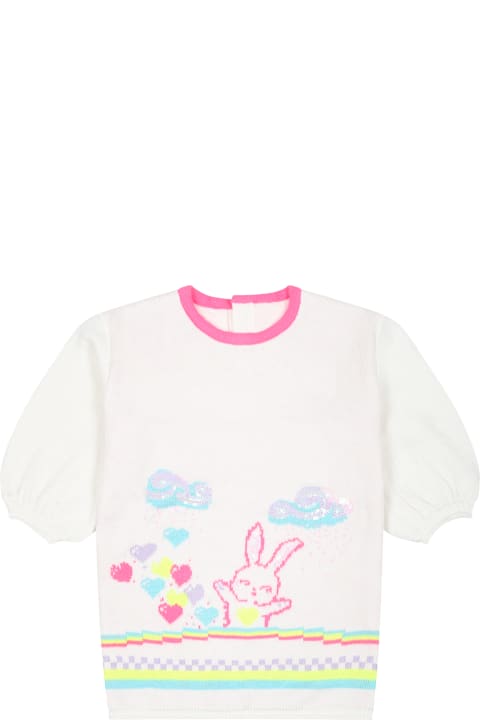 ベビーガールズ Billieblushのワンピース＆ドレス Billieblush Ivory Dress With Rabbit For Baby Girl