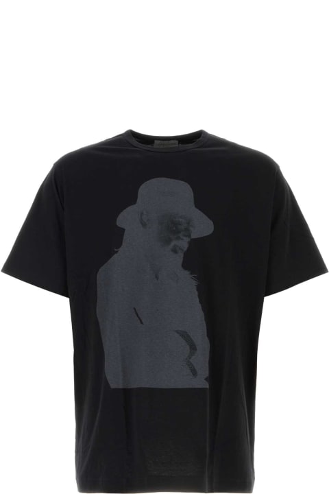 Yohji Yamamoto Topwear for Men Yohji Yamamoto Black Cotton T-shirt