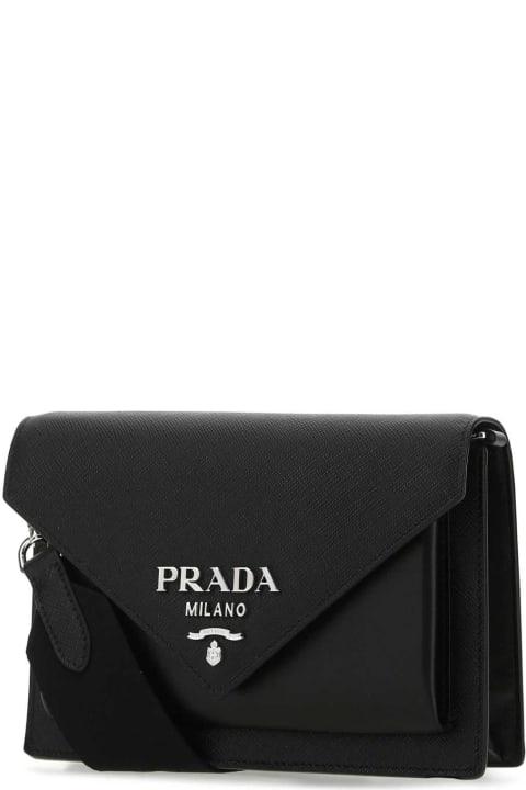 ウィメンズ Pradaのショルダーバッグ Prada Black Leather Crossbody Bag