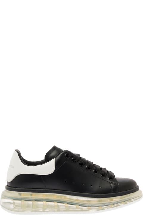 Black And White Sneakers With Oversize Sole In Leather Woman Alexander Mcqueen