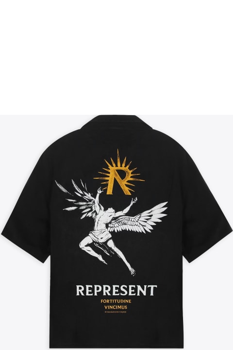 REPRESENT Shirts for Men REPRESENT Icarus Ss Shirt Black lyocell shirt with Icarus graphic print and logo - Icarus Short Sleeve Shirt