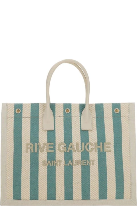 Saint Laurent Totes for Women Saint Laurent Rive Gauche Logo Embroidered Tote Bag