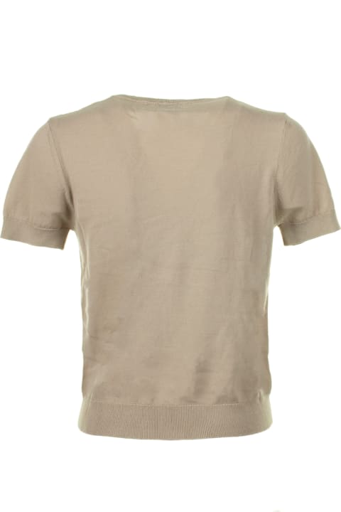Cruna Topwear for Women Cruna T-shirt In Beige Cotton Thread