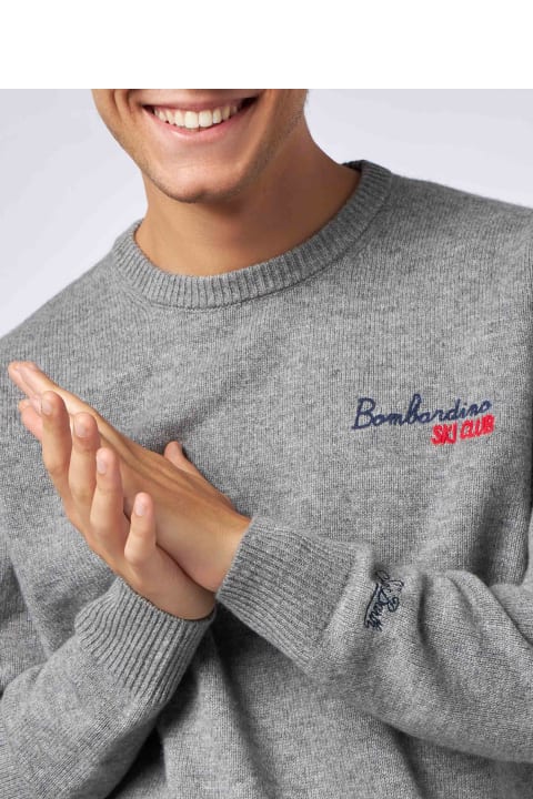 Homeware MC2 Saint Barth Man Crewneck Sweater With Bombardino Ski Club Embroidery
