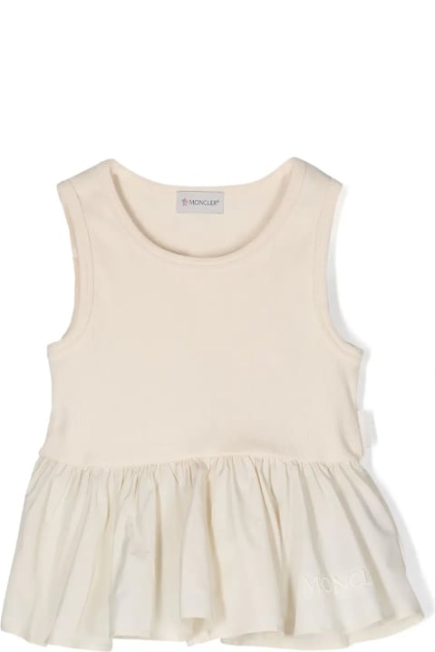 Moncler for Kids Moncler Ivory Peplum Top With Logo