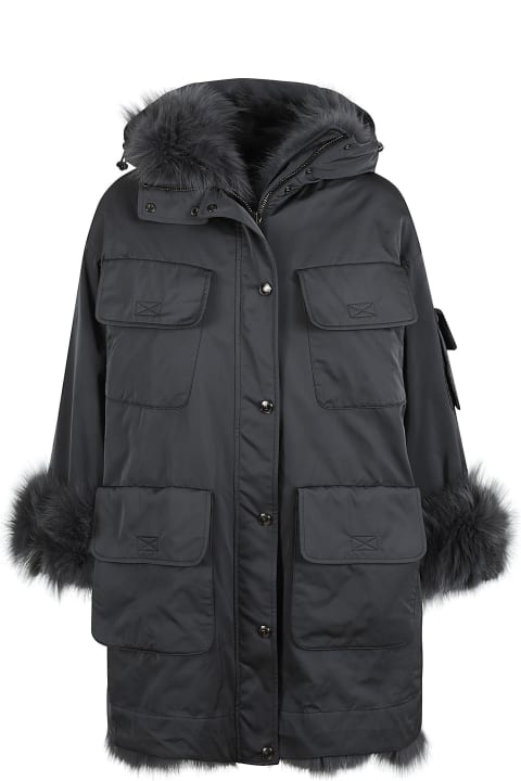 ウィメンズ Ermanno Scervinoのコート＆ジャケット Ermanno Scervino Fur Applique Oversized Jacket