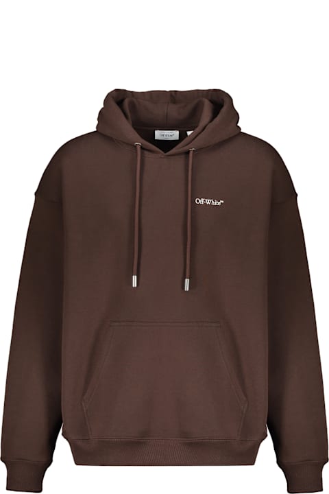 Off-White Hooded Sweatshirt In Brown, Comfort And Style
