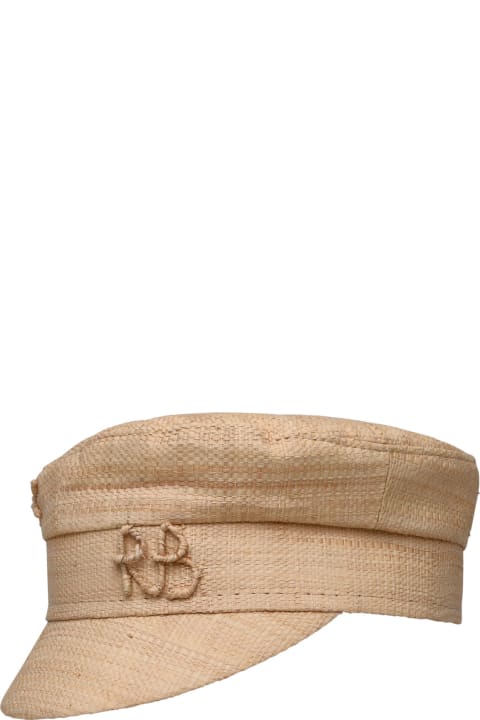 Ruslan Baginskiy Accessories for Women Ruslan Baginskiy Beige Straw Baker Boy Hat