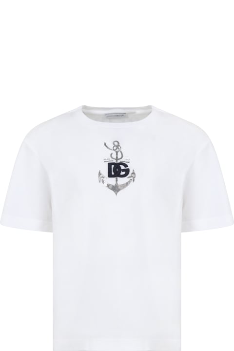 Dolce & Gabbana T-Shirts & Polo Shirts for Boys Dolce & Gabbana Whit T-shirt Shorts For Boy With Iconic Monogram
