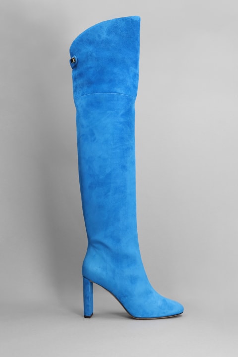 Marylin High Heels Boots In Blue Suede
