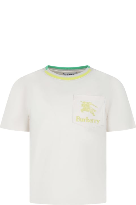 Burberry for Kids Burberry Beige T-shirt For Boy With Logo And Equestrian Knight