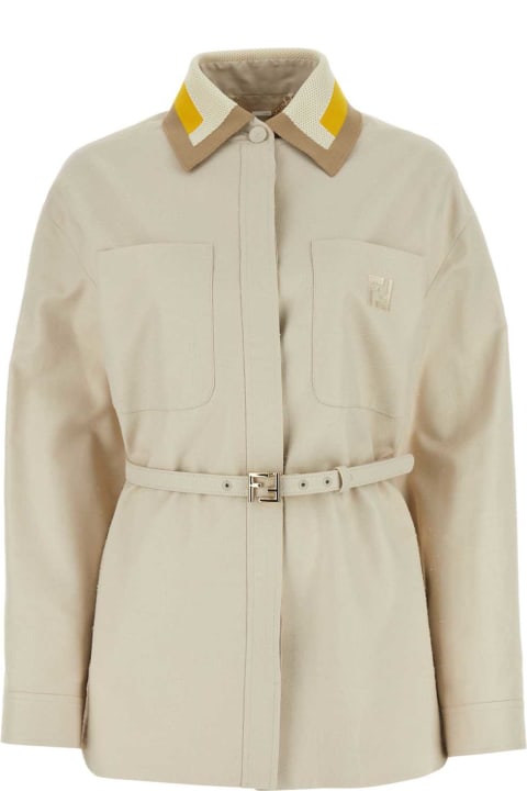 Fendi Coats & Jackets for Women Fendi Ivory Canvas Jacket