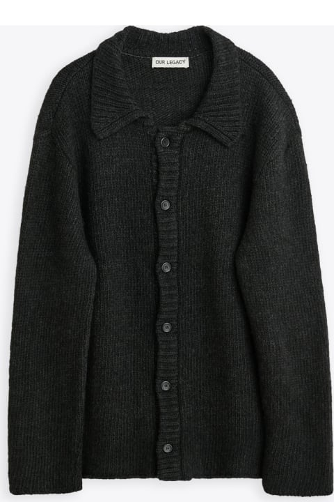 Big Cardigan Washed black wool oversized cardigan - Big cardigan
