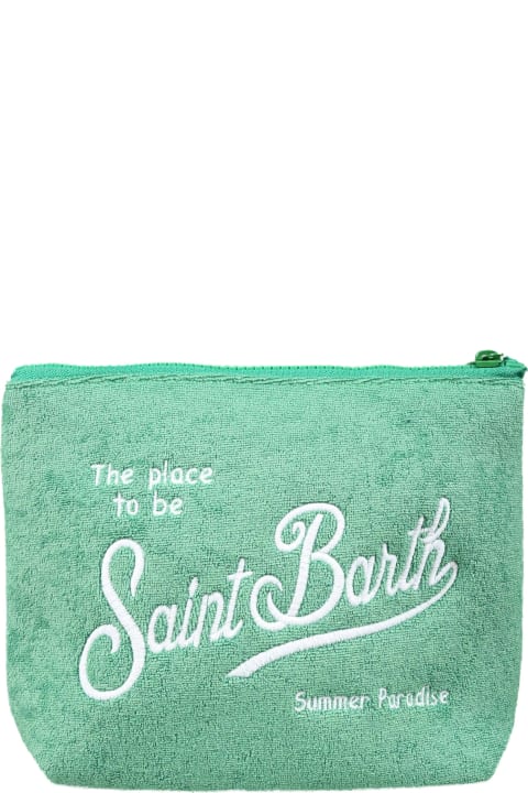 ボーイズ MC2 Saint Barthのアクセサリー＆ギフト MC2 Saint Barth Green Clutch Bag For Kids With Logo
