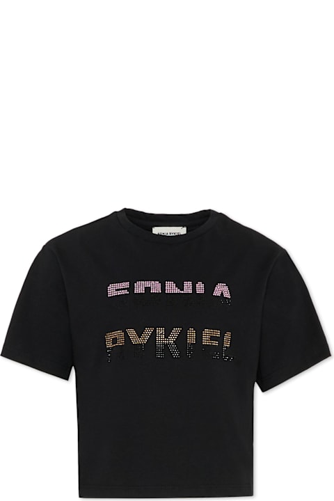 Rykiel Enfant for Women Rykiel Enfant Black T-shirt For Girl With Logo