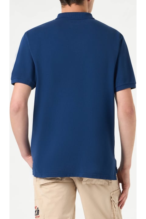 أدوات منزلية MC2 Saint Barth Denim Piquet Polo With St. Barth Logo With Vintage Effect