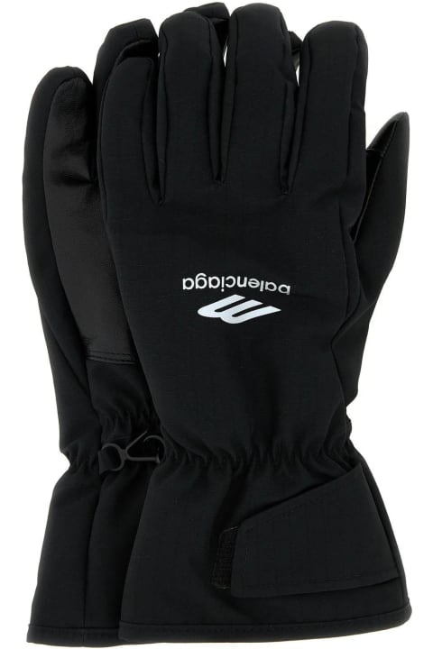 Black Polyester Ski Gloves