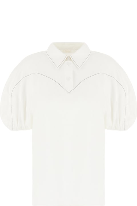 Chloé ملابس علوية لـ السيدات Chloé White Cotton Blouse