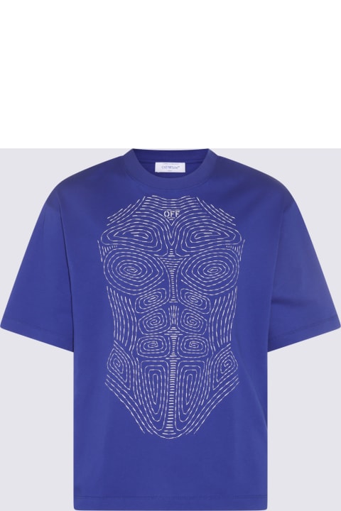 Topwear for Men Off-White Electric Blue Cotton Body Stitch Skate T-shirt