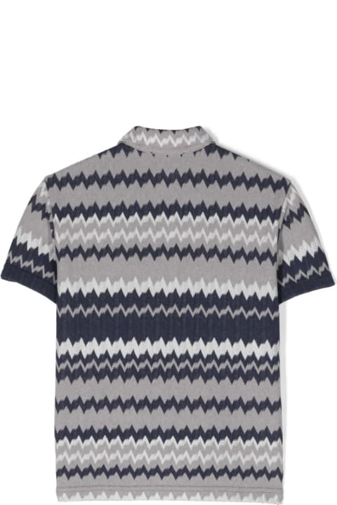 Fashion for Kids Missoni Kids Blue And Grey All-over Chevron Polo Shirt