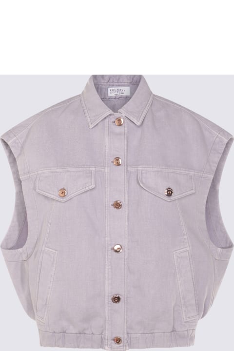 Brunello Cucinelli for Kids Brunello Cucinelli Light Violet Cotton Blend Shirt