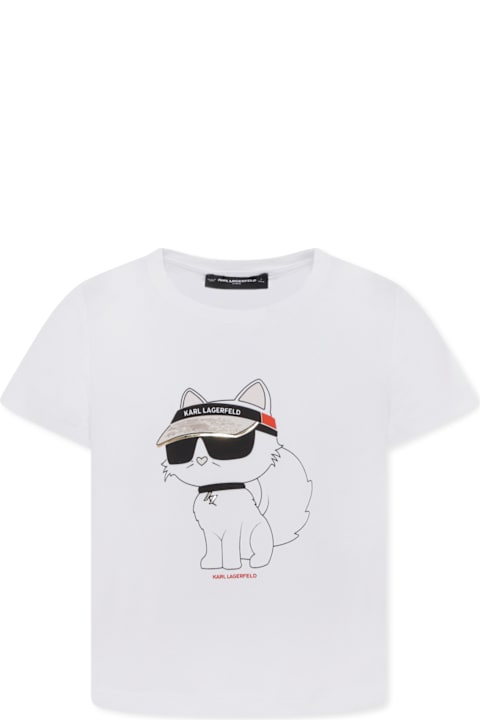 Karl Lagerfeld Kids for Men Karl Lagerfeld Kids White T-shirt For Girl With Choupette