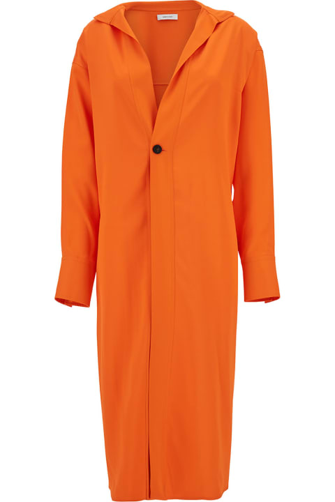 Ferragamo Coats & Jackets for Women Ferragamo Orange Single-breasted Coat With A Single Button In Stretch Viscose Blend Woman