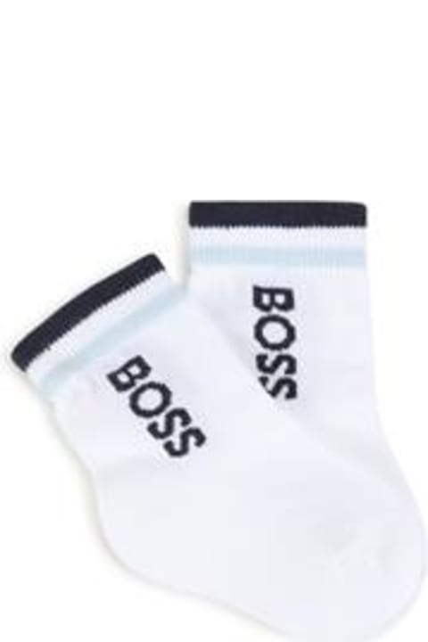 Shoes for Baby Boys Hugo Boss White Set Of Socks For Baby Boy With Logo