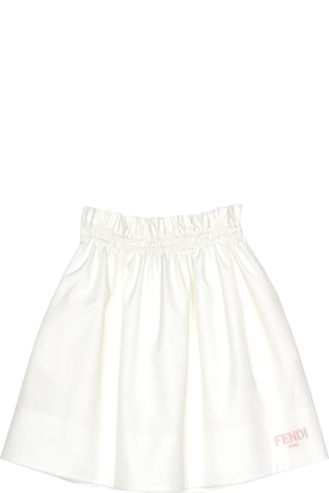 Fendi for Girls Fendi White Flared Skirt With Pink Logo