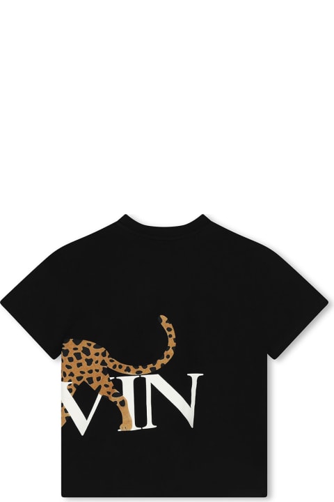 Topwear for Boys Lanvin Black T-shirt With Jaguar Print And Lanvin Logo