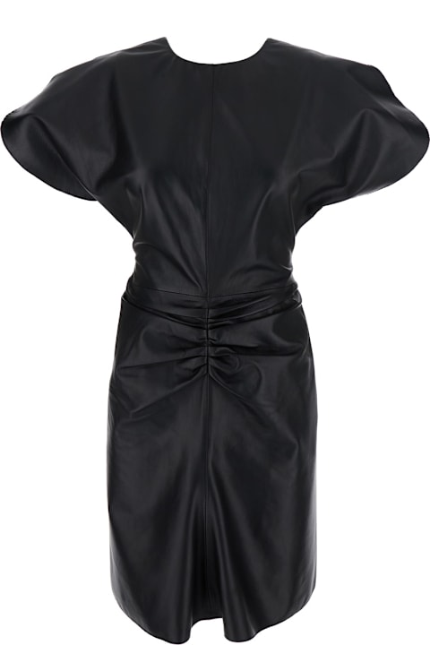 Victoria Beckham Dresses for Women Victoria Beckham Black Dress With V-neck On The Back And Details With Ruffles In Leather Woman