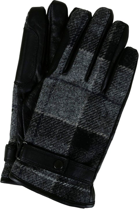 Barbour Gloves for Men Barbour Black And Grey Tartan Wool Gloves