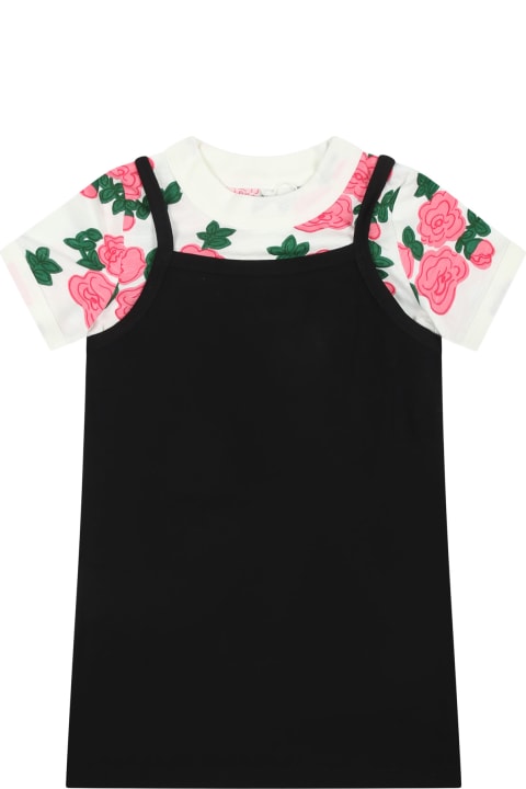 Mini Rodini Clothing for Baby Girls Mini Rodini Black Suit For Girl With Rose