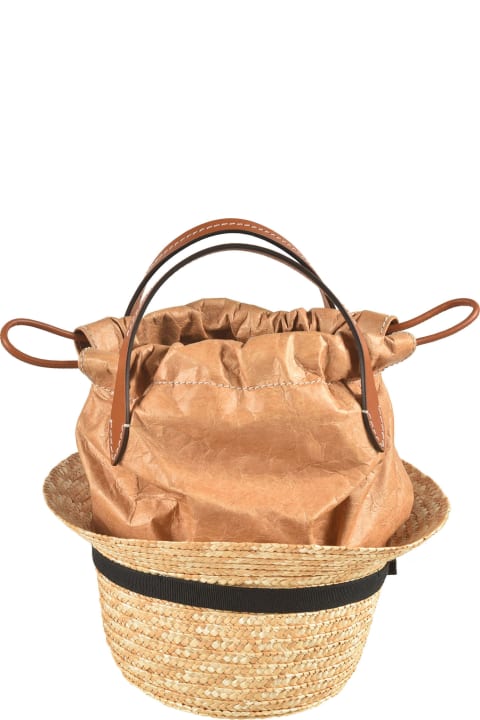 Totes for Women Maison Margiela Weaved Hat Detail Drawstringed Bucket Bag