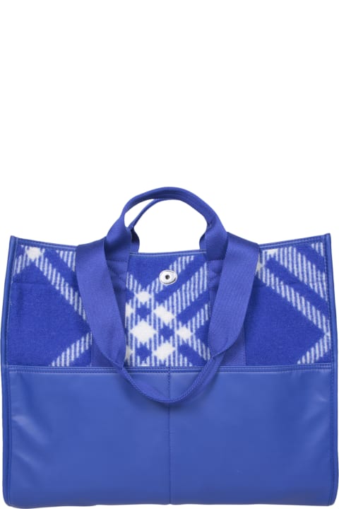 Totes for Women Burberry Blue Shopper With Check Motif