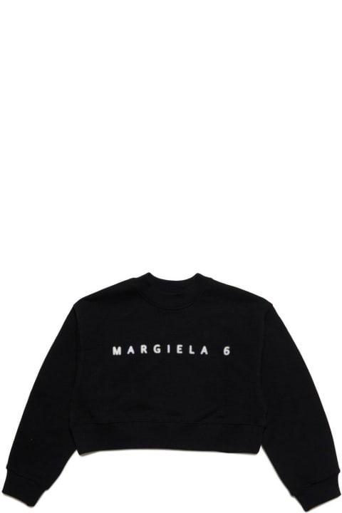 Sweaters & Sweatshirts for Boys MM6 Maison Margiela Logo Printed Cropped Sweatshirt