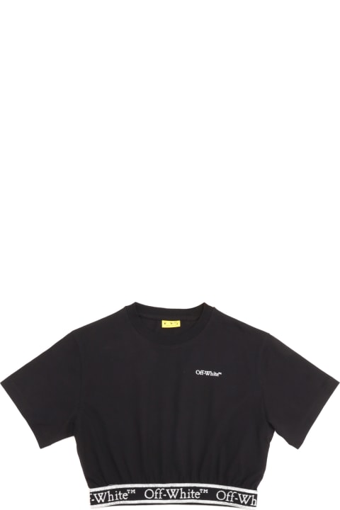 Off-White for Kids Off-White Bookish Logoband Crop Tee S/s Black - Wh