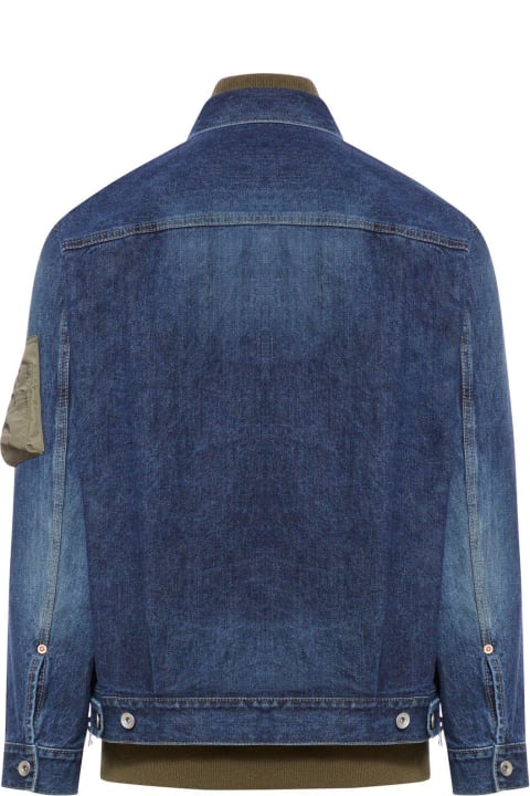 Sacai Coats & Jackets for Men Sacai Layered Effect Buttoned Denim Jacket