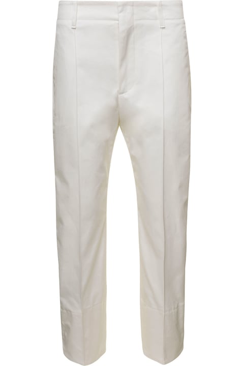 White Twill Trousers In Cotton Woman