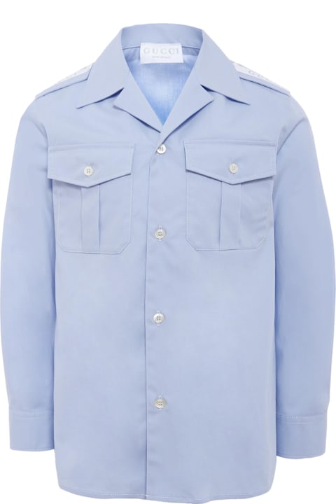 Homeware Gucci Light Blue Shirt For Boy With Logo