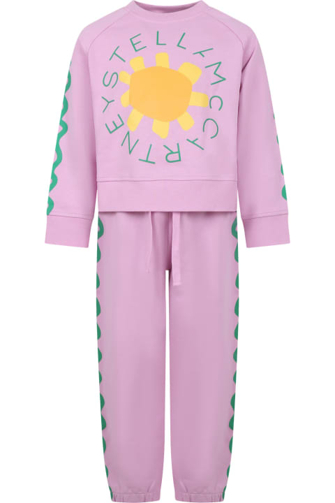 Jumpsuits for Girls Stella McCartney Kids Pink Set For Girl With Logo