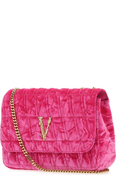 ウィメンズ新着アイテム Versace Fuchsia Velvet Virtus Shoulder Bag