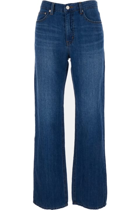 Jeans for Women Dunst Blue Flared Jeans In Cotton And Linen Woman