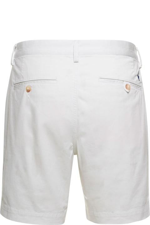 Pants for Men Polo Ralph Lauren White Chino Shorts With Logo Patch In Cotton Man