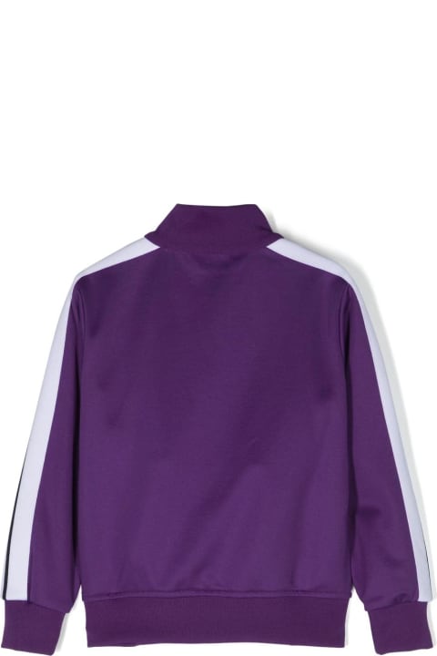 Palm Angels Sweaters & Sweatshirts for Boys Palm Angels Purple Track Jacket With Zip And Logo