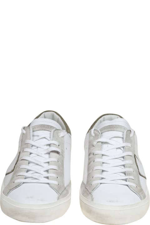 Philippe Model for Men Philippe Model Prsx Sneakers In White And Green Leather