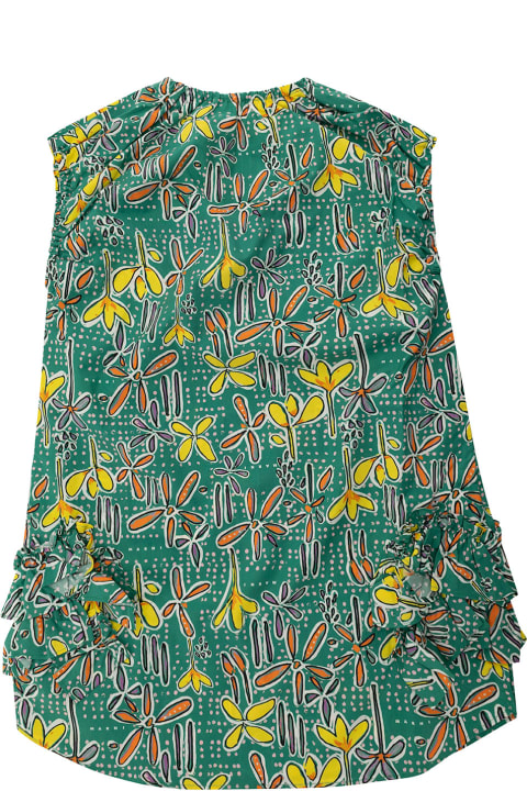Marni Dresses for Girls Marni Green Dress With Flower Print In Cotton Girl